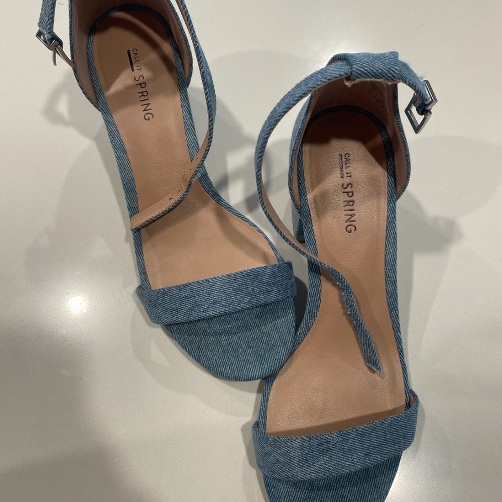Call It Spring Stangarone Denim Ankle Strap Sandal (Size 7)